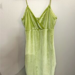 Fashion Nova Green Velvet Slip Dress